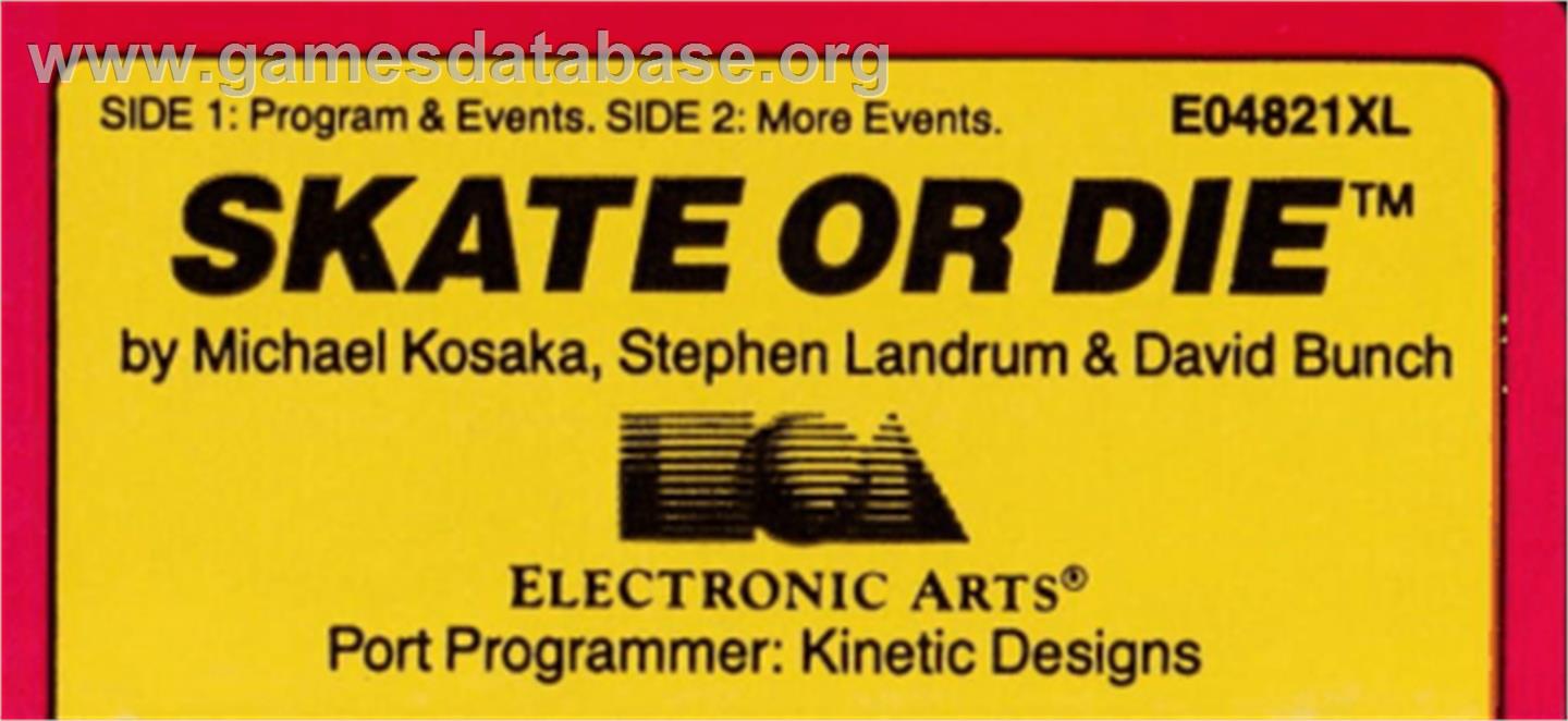 Skate or Die - Amstrad CPC - Artwork - Cartridge Top
