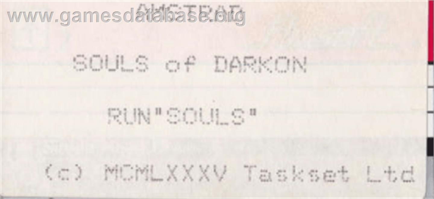 Souls Of Darkon - Amstrad CPC - Artwork - Cartridge Top