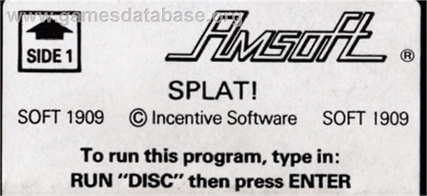 Splat! - Amstrad CPC - Artwork - Cartridge Top