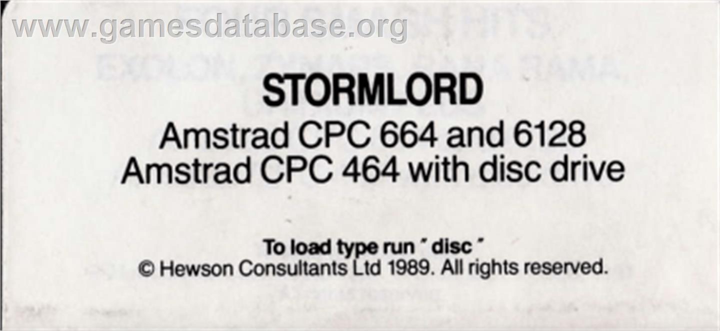 Stormlord - Amstrad CPC - Artwork - Cartridge Top