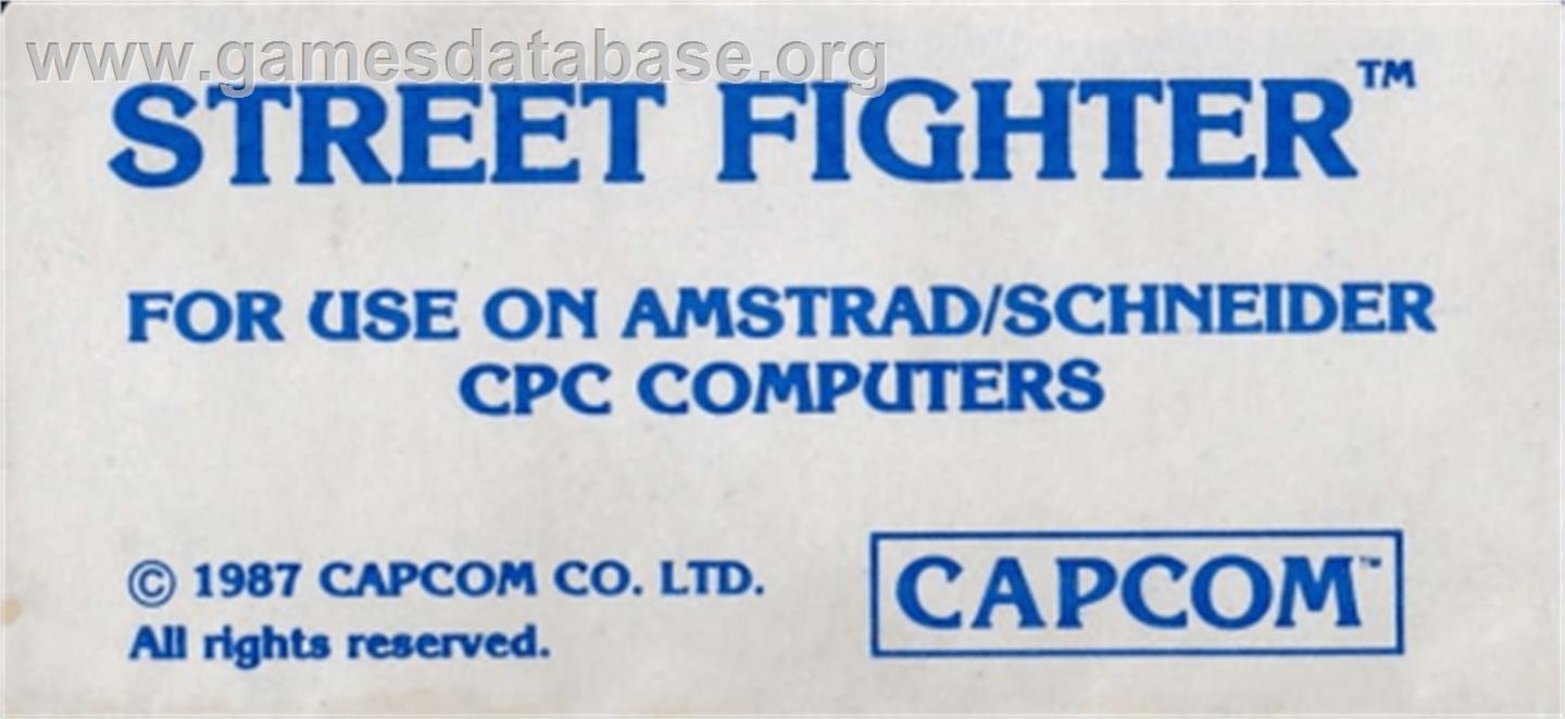Street Fighter - Amstrad CPC - Artwork - Cartridge Top