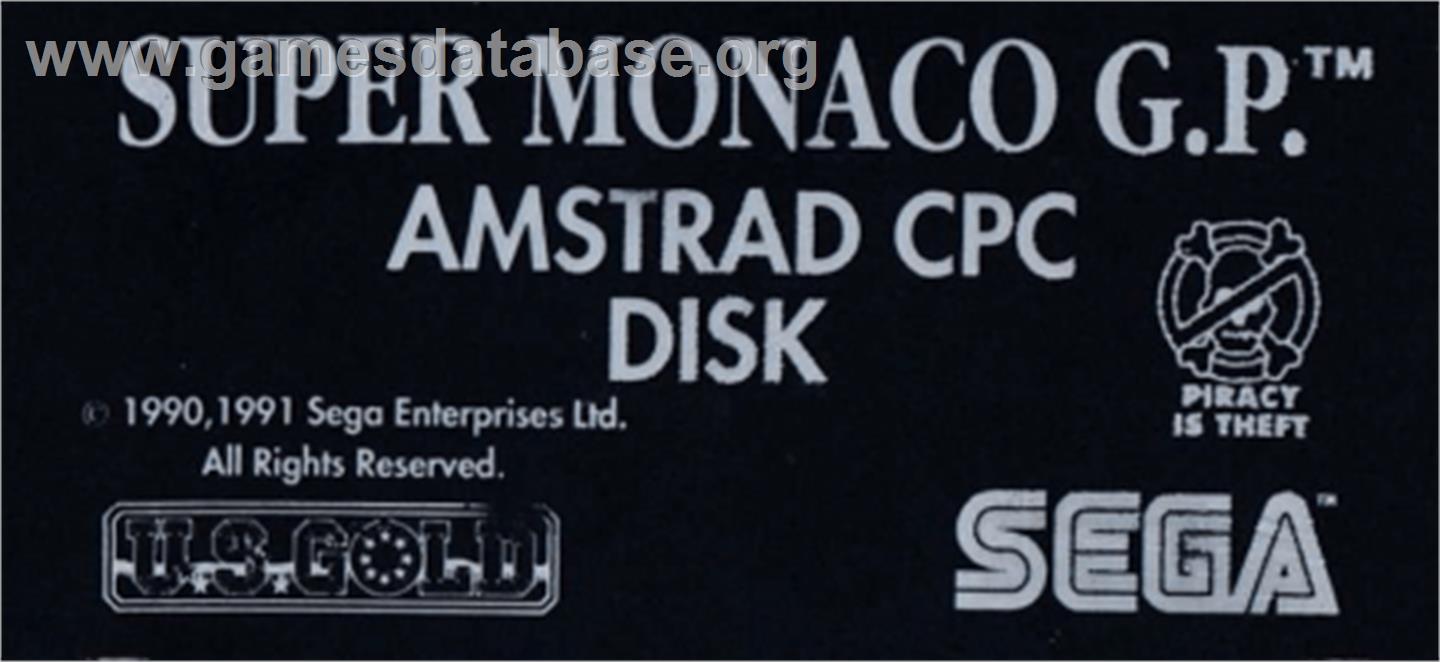 Super Monaco GP - Amstrad CPC - Artwork - Cartridge Top