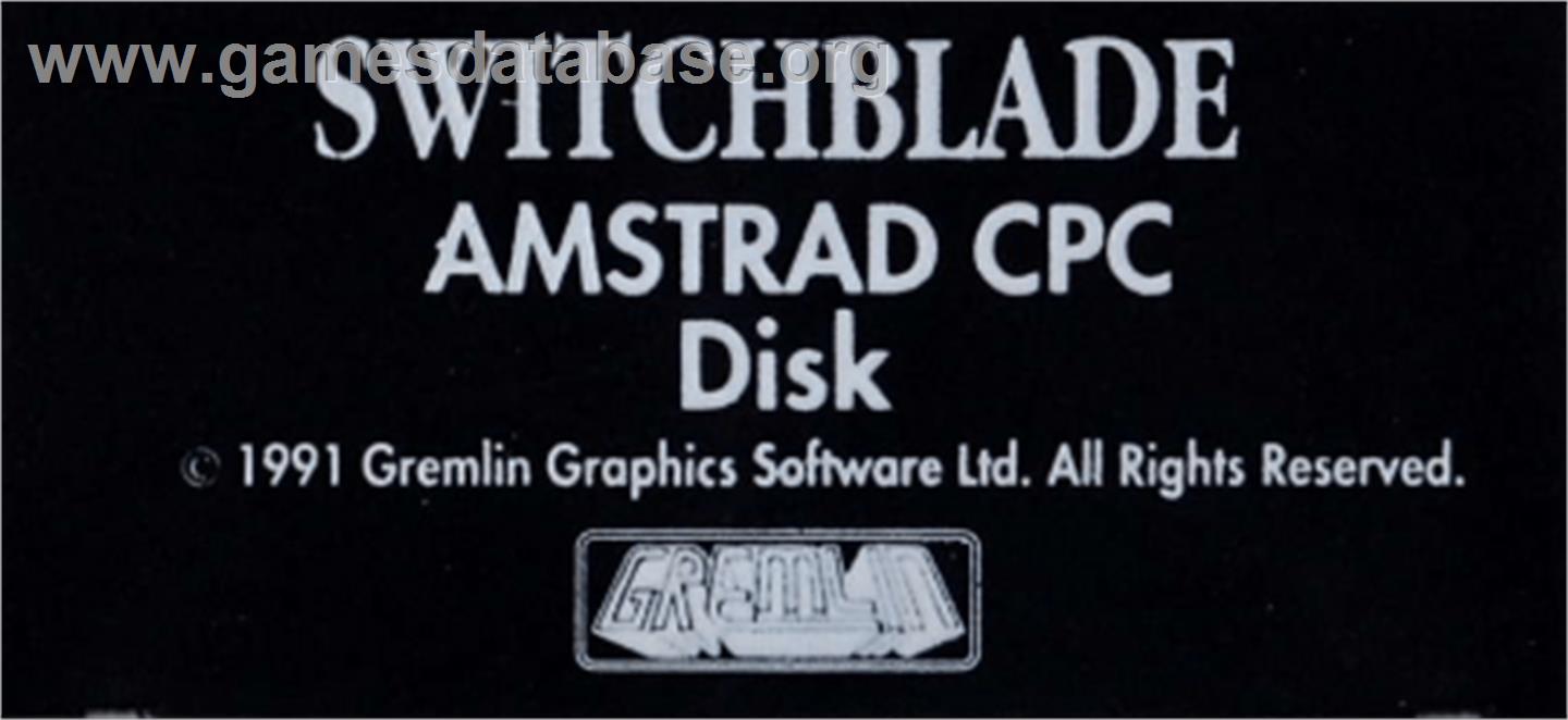 Switchblade - Amstrad CPC - Artwork - Cartridge Top