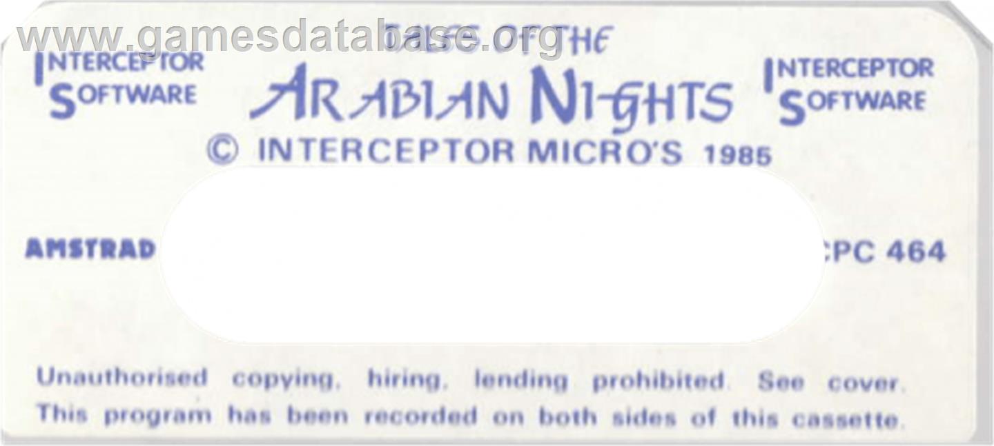 Tales Of The Arabian Nights - Amstrad CPC - Artwork - Cartridge Top
