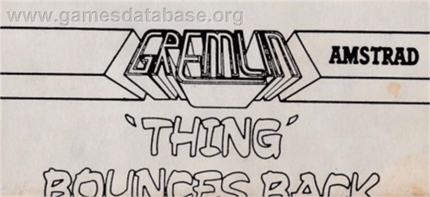 Thing Bounces Back - Amstrad CPC - Artwork - Cartridge Top