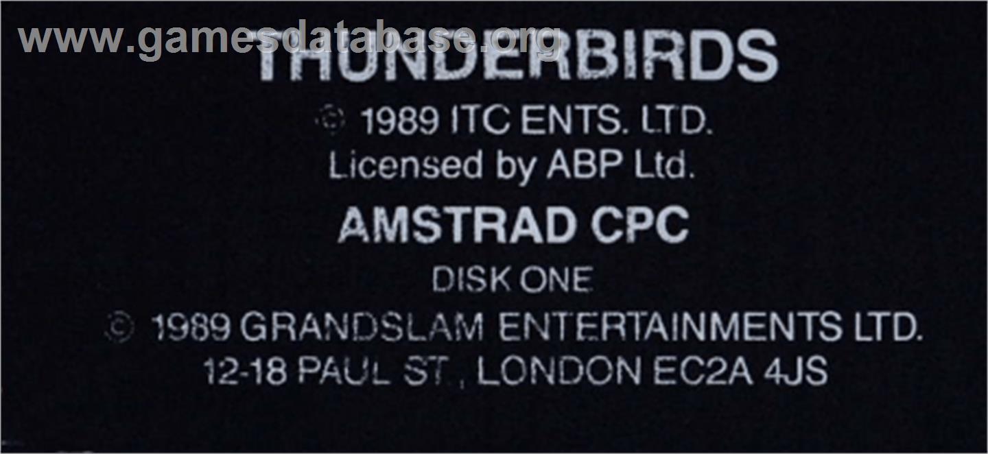 Thunderbirds - Amstrad CPC - Artwork - Cartridge Top