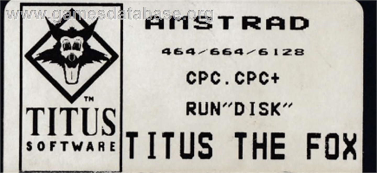 Titus the Fox: To Marrakech and Back - Amstrad CPC - Artwork - Cartridge Top
