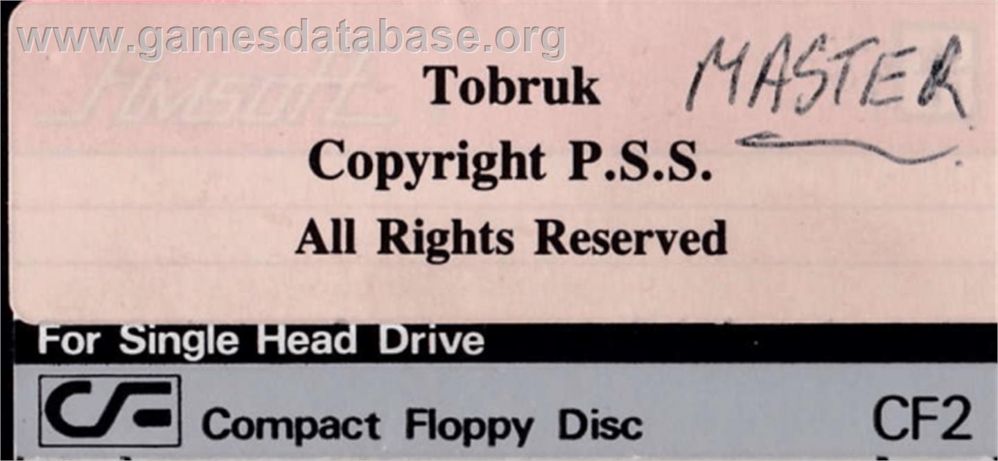 Tobruk: The Clash of Armour - Amstrad CPC - Artwork - Cartridge Top