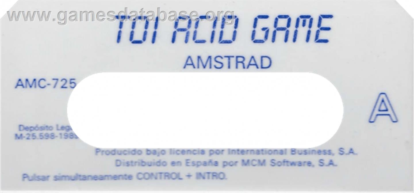 Toi Acid Game - Amstrad CPC - Artwork - Cartridge Top