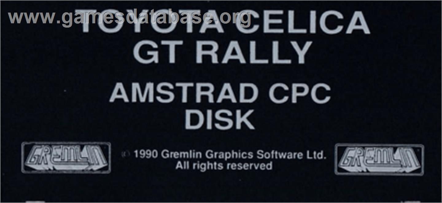 Toyota Celica GT Rally - Amstrad CPC - Artwork - Cartridge Top