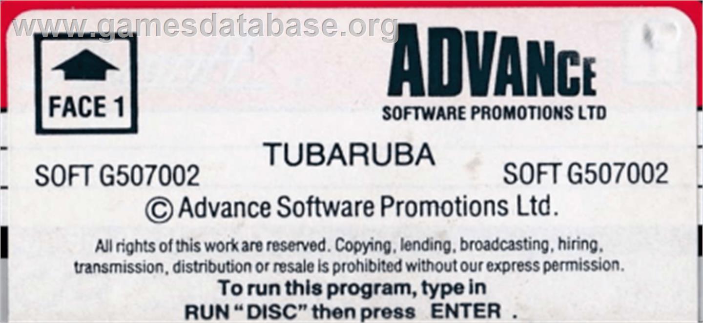 Tubaruba - Amstrad CPC - Artwork - Cartridge Top