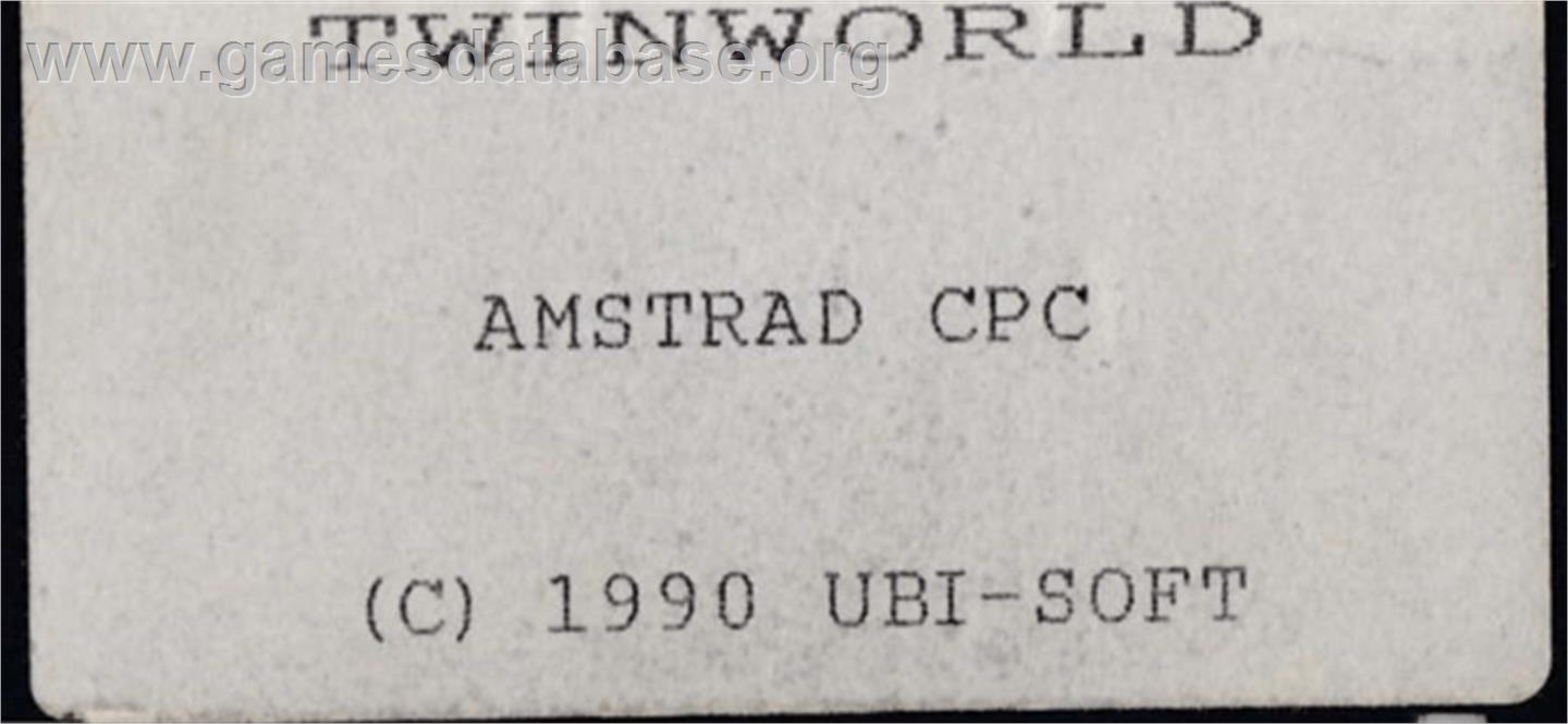 TwinWorld: Land of Vision - Amstrad CPC - Artwork - Cartridge Top