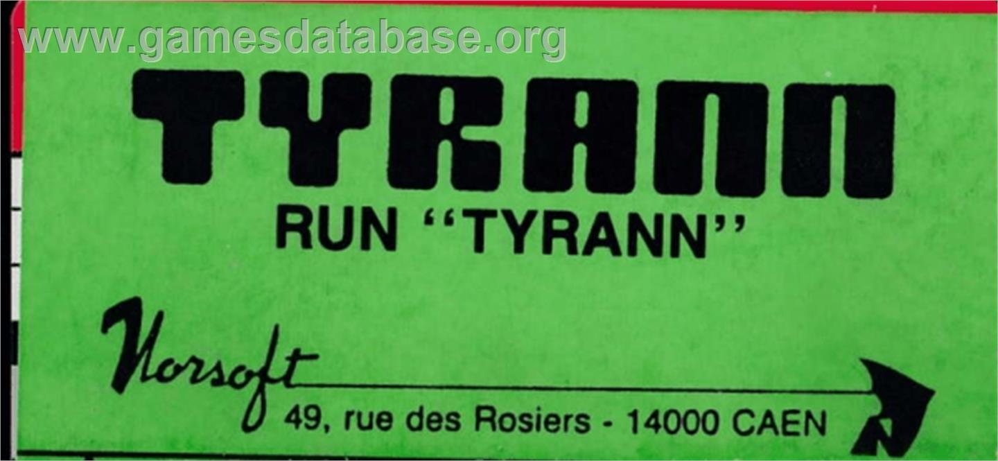 Tyrann - Amstrad CPC - Artwork - Cartridge Top