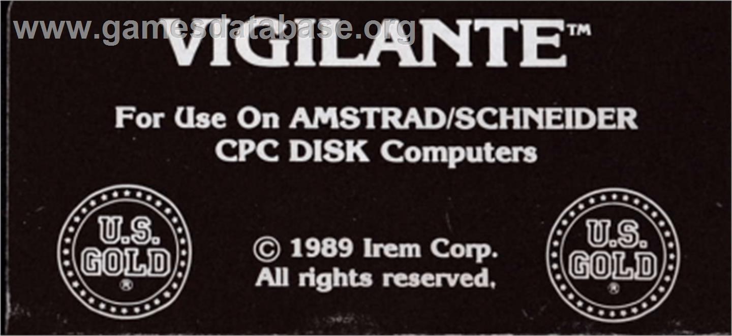 Vigilante - Amstrad CPC - Artwork - Cartridge Top