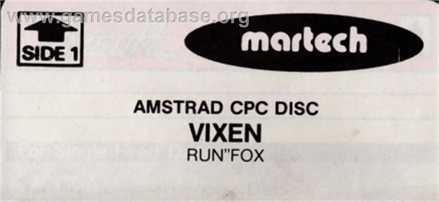 Vixen - Amstrad CPC - Artwork - Cartridge Top