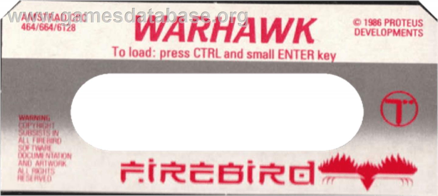 Warhawk - Amstrad CPC - Artwork - Cartridge Top