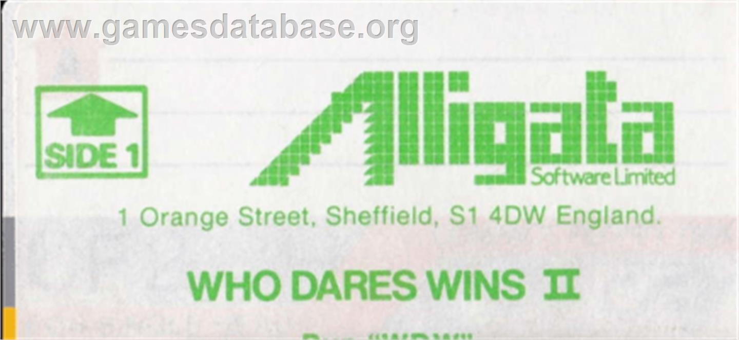 Who Dares Wins 2 - Amstrad CPC - Artwork - Cartridge Top