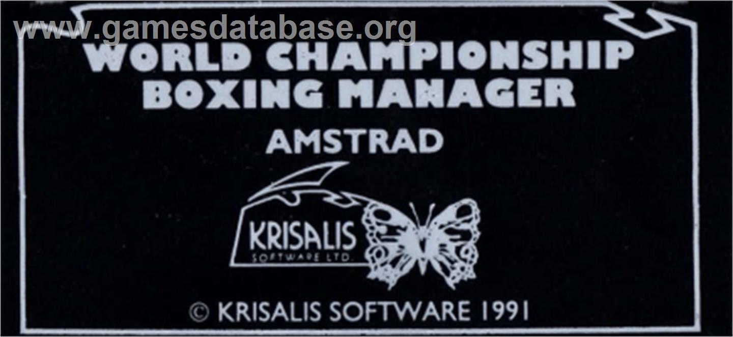 World Championship Boxing Manager - Amstrad CPC - Artwork - Cartridge Top