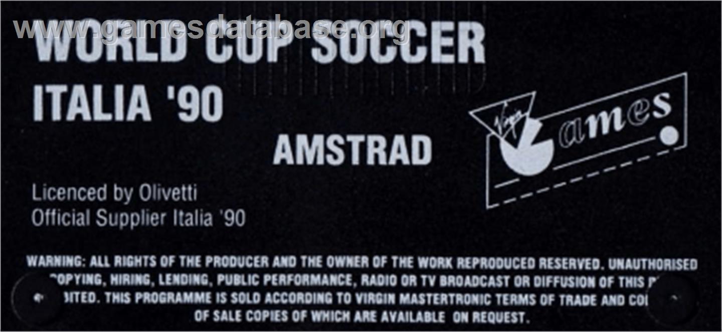 World Cup Soccer - Italia '90 - Amstrad CPC - Artwork - Cartridge Top