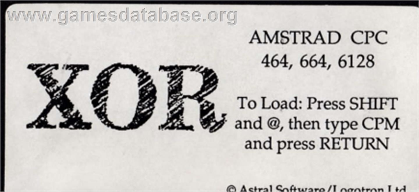 Xor - Amstrad CPC - Artwork - Cartridge Top