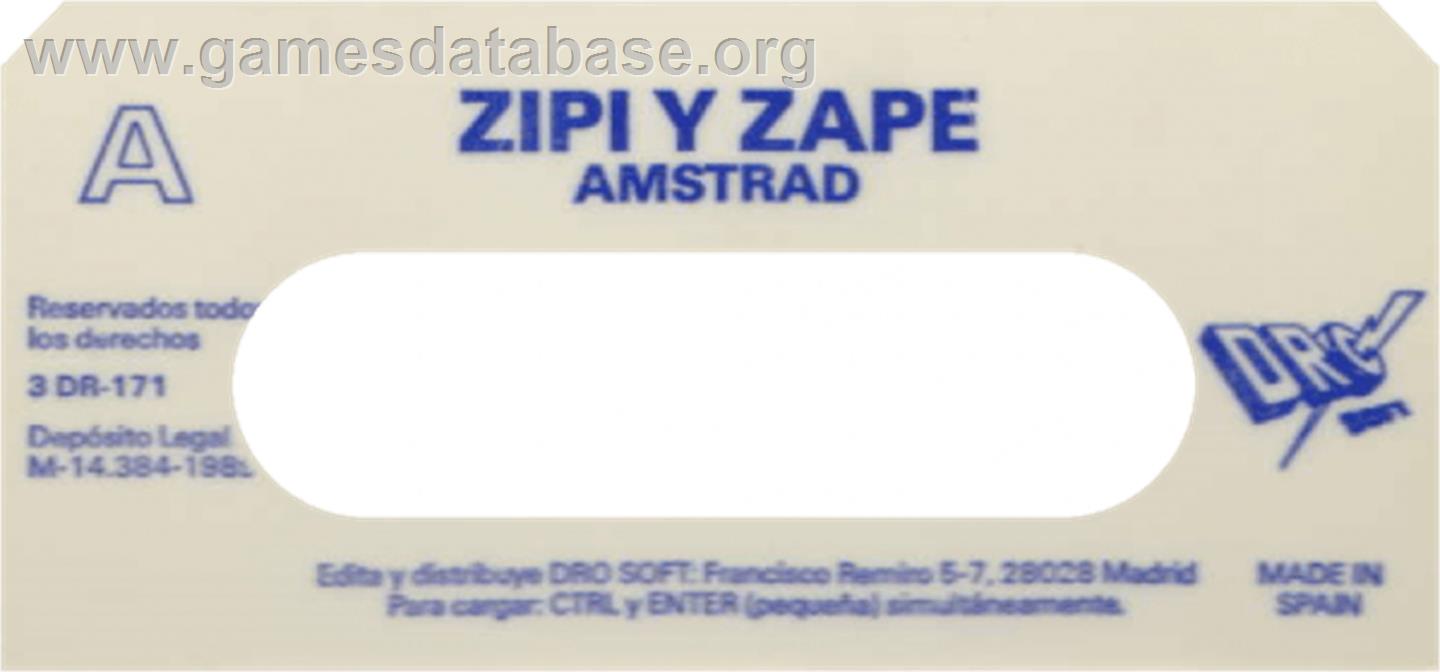 Zipi Y Zape - Amstrad CPC - Artwork - Cartridge Top