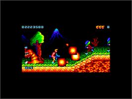 In game image of A.M.C.: Astro Marine Corps on the Amstrad CPC.