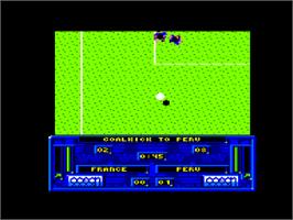 In game image of Adidas Championship Football on the Amstrad CPC.