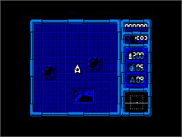 In game image of Afteroids on the Amstrad CPC.