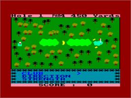 In game image of Amsgolf on the Amstrad CPC.
