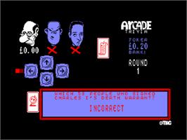 In game image of Arcade Trivia Quiz Simulator on the Amstrad CPC.