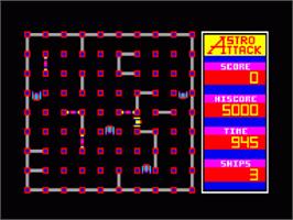 In game image of Astro Attack on the Amstrad CPC.