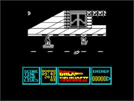 In game image of Back To The Future Part 2 on the Amstrad CPC.