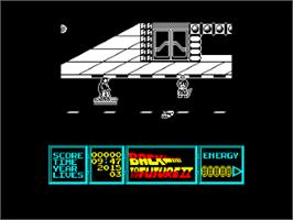 In game image of Back to the Future 2 on the Amstrad CPC.