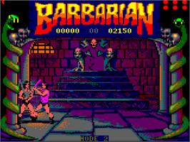 In game image of Barbarian on the Amstrad CPC.