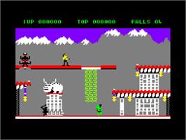 In game image of Bruce Lee on the Amstrad CPC.