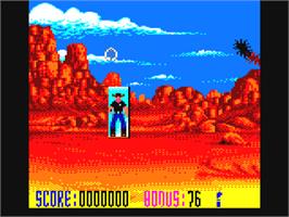 In game image of Buffalo Bill's Wild West Show on the Amstrad CPC.