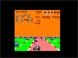 In game image of Buggy Boy/Speed Buggy on the Amstrad CPC.