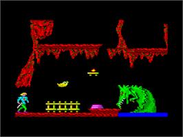 In game image of Camelot Warriors on the Amstrad CPC.
