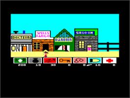 In game image of Carson City on the Amstrad CPC.