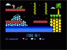 In game image of Cavemania on the Amstrad CPC.