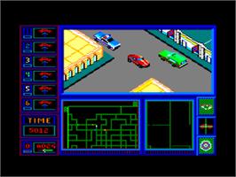 In game image of Chicago 90 on the Amstrad CPC.