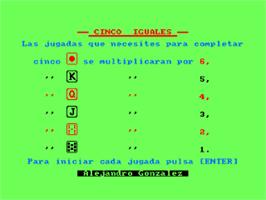 In game image of Cinco Iguales on the Amstrad CPC.