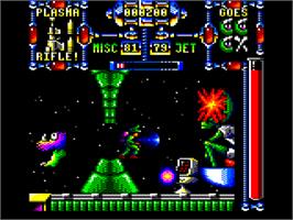 In game image of Dan Dare 3: The Escape on the Amstrad CPC.