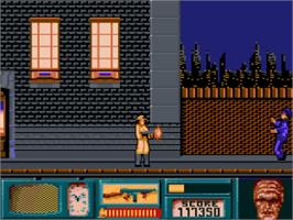 In game image of Dick Tracy on the Amstrad CPC.