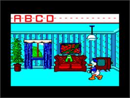 In game image of Donald's Alphabet Chase on the Amstrad CPC.