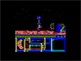 In game image of Freddy Hardest on the Amstrad CPC.