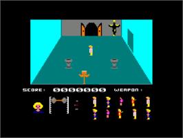 In game image of Friday the 13th on the Amstrad CPC.