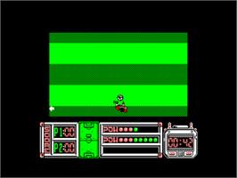 In game image of Gary Lineker's Hot-Shot! on the Amstrad CPC.