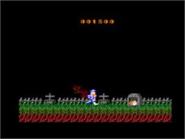 In game image of Ghosts'n Goblins on the Amstrad CPC.