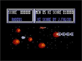 In game image of Gradius on the Amstrad CPC.